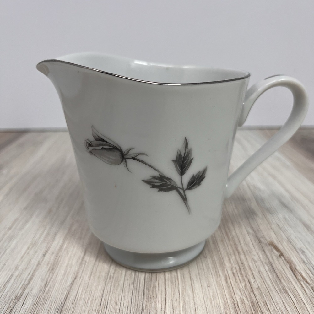 Kessington Enchanting Rose Creamer Fine China Platinum Trim Gray Rose 5957-KA